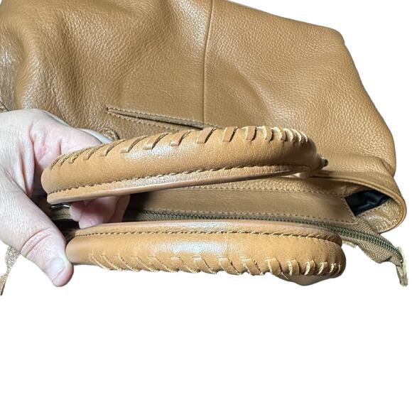 The Sak Collective Baylis Soft Leather Satchel brown chevron detail crossbody - Picture 8 of 13